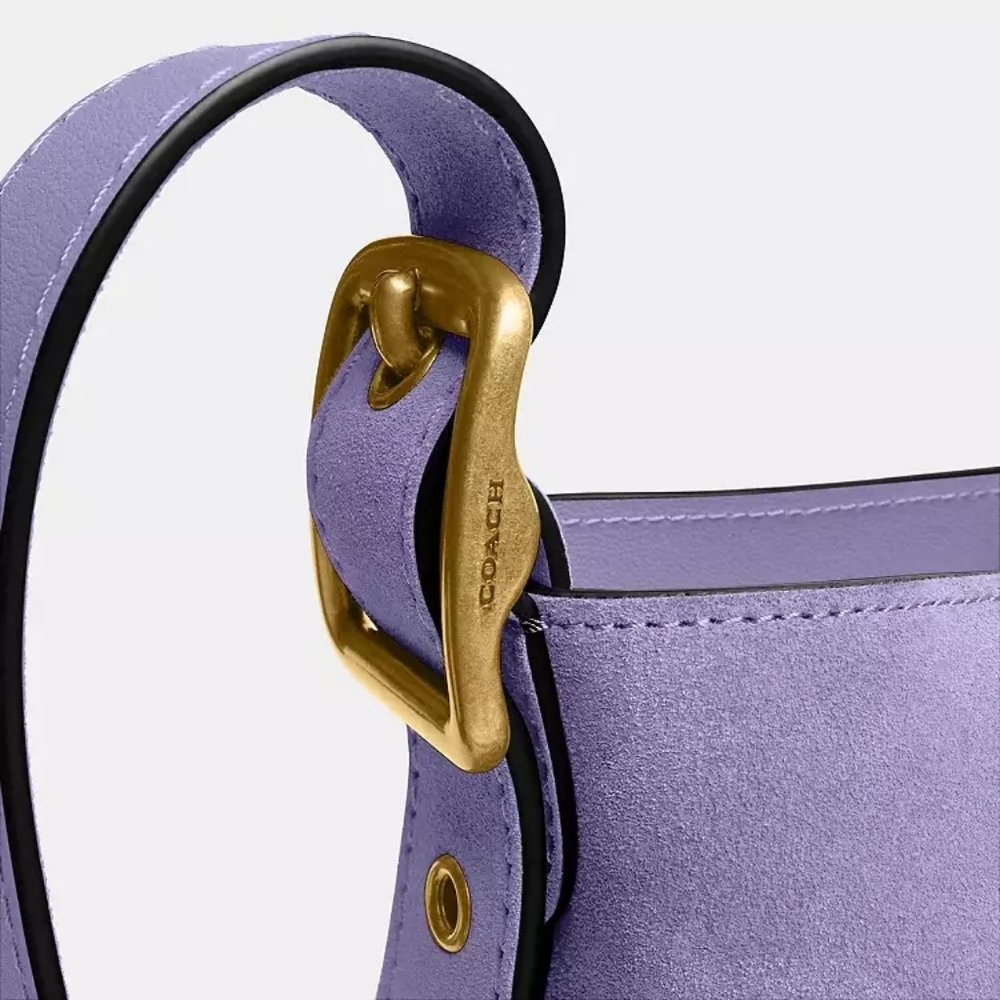 COACH Suede Bleecker Bucket Bag 21 Lavender Crossbody Pouch CCW84 NWT - Picture 8 of 13